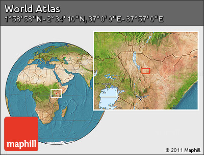 Satellite Location Map of the Area around 2° 16' 34" N, 37° 28' 30" E