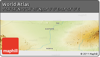Physical Panoramic Map of the Area around 2° 16' 34" N, 37° 28' 30" E