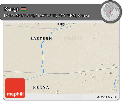 Shaded Relief Panoramic Map of Kargi