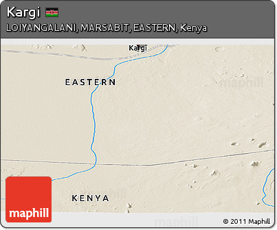 Shaded Relief Panoramic Map of Kargi
