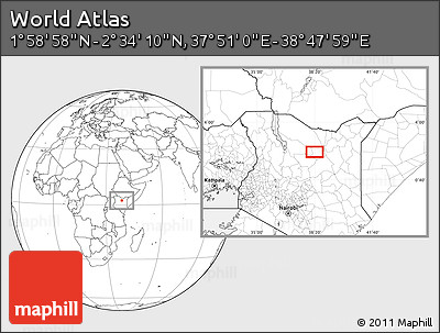 Blank Location Map of the Area around 2° 16' 34" N, 38° 19' 30" E