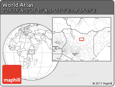 Blank Location Map of the Area around 2° 16' 34" N, 38° 19' 30" E