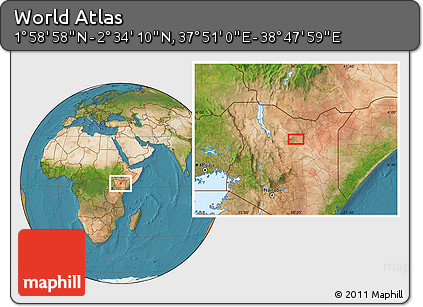 Satellite Location Map of the Area around 2° 16' 34" N, 38° 19' 30" E