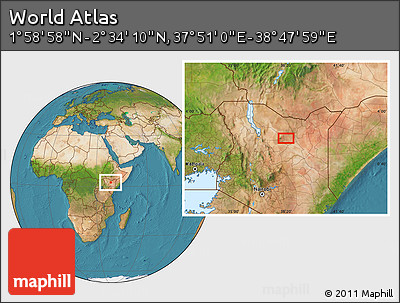 Satellite Location Map of the Area around 2° 16' 34" N, 38° 19' 30" E