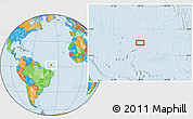 Political Location Map of the area around 2° 16' 34" N, 38° 10' 29" W