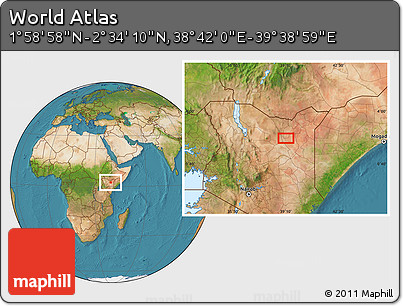 Satellite Location Map of the Area around 2° 16' 34" N, 39° 10' 29" E