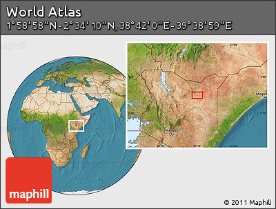 Satellite Location Map of the Area around 2° 16' 34" N, 39° 10' 29" E