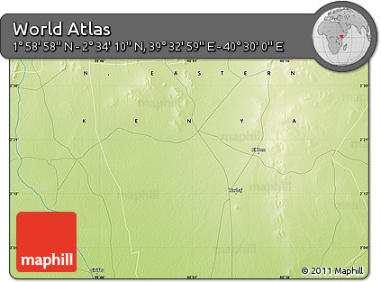 Physical Map of the Area around 2° 16' 34" N, 40° 1' 29" E