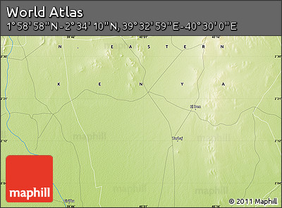 Physical Map of the Area around 2° 16' 34" N, 40° 1' 29" E