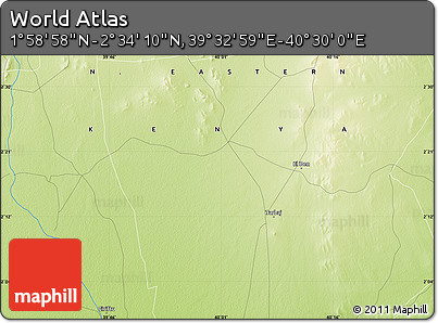 Physical Map of the Area around 2° 16' 34" N, 40° 1' 29" E