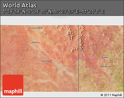 Satellite 3D Map of the Area around 2° 16' 34" N, 40° 52' 30" E