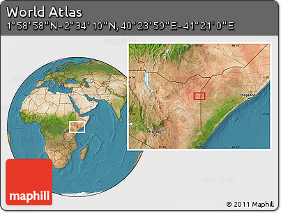 Satellite Location Map of the Area around 2° 16' 34" N, 40° 52' 30" E