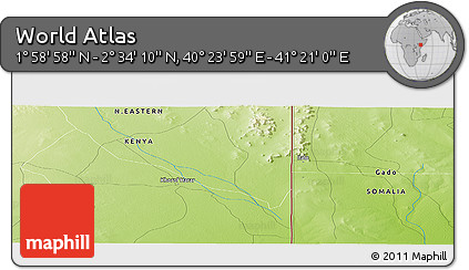Physical Panoramic Map of the Area around 2° 16' 34" N, 40° 52' 30" E