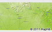 Physical 3D Map of the area around 2° 16' 34" N, 41° 43' 30" E