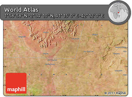 Satellite Map of the Area around 2° 16' 34" N, 41° 43' 30" E