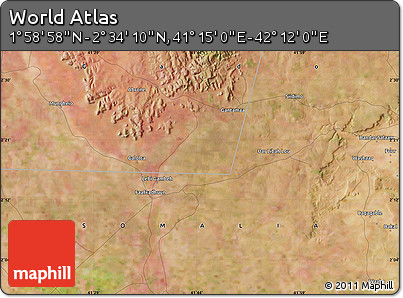 Satellite Map of the Area around 2° 16' 34" N, 41° 43' 30" E