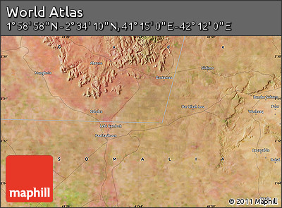 Satellite Map of the Area around 2° 16' 34" N, 41° 43' 30" E
