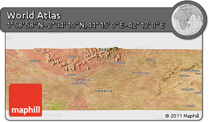 Satellite Panoramic Map of the Area around 2° 16' 34" N, 41° 43' 30" E