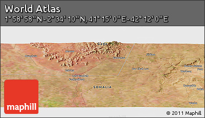 Satellite Panoramic Map of the Area around 2° 16' 34" N, 41° 43' 30" E