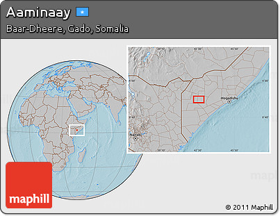 Gray Location Map of Aaminaay, hill shading