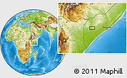 Physical Location Map of the area around 2° 16' 34" N, 42° 34' 30" E