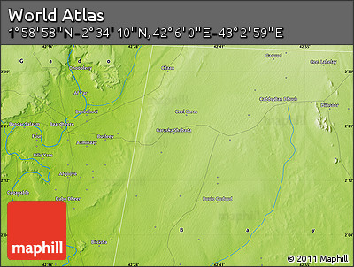 Physical Map of the Area around 2° 16' 34" N, 42° 34' 30" E