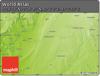 Physical Map of the Area around 2° 16' 34" N, 42° 34' 30" E