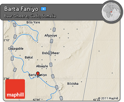 Shaded Relief Map of Barta Faniyo