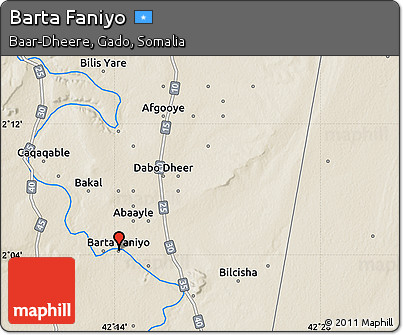 Shaded Relief Map of Barta Faniyo