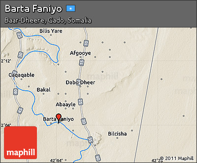 Shaded Relief Map of Barta Faniyo