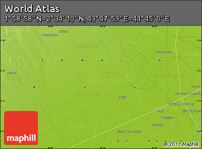 Physical Map of the Area around 2° 16' 34" N, 44° 16' 29" E