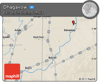 Shaded Relief Map of Dhagaxow