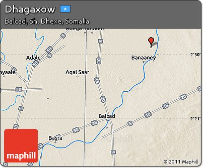 Shaded Relief Map of Dhagaxow