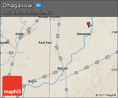 Shaded Relief Map of Dhagaxow