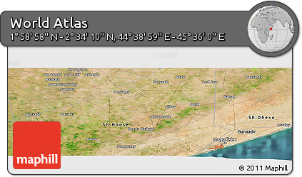 Satellite Panoramic Map of the Area around 2° 16' 34" N, 45° 7' 30" E