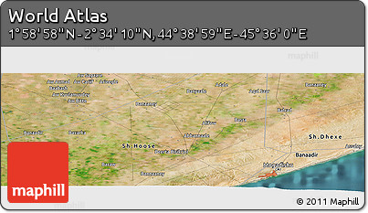 Satellite Panoramic Map of the Area around 2° 16' 34" N, 45° 7' 30" E