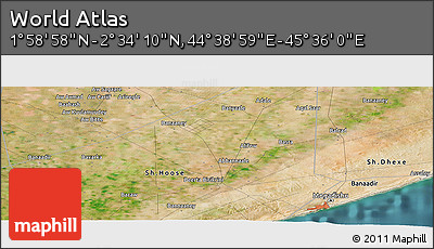 Satellite Panoramic Map of the Area around 2° 16' 34" N, 45° 7' 30" E