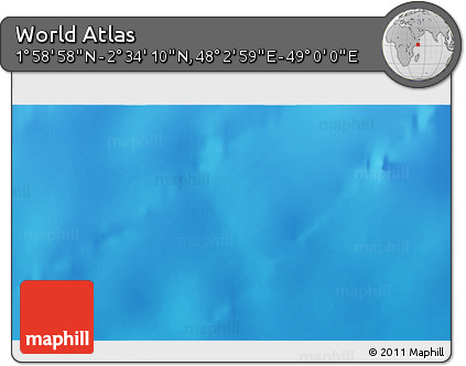 Shaded Relief 3D Map of the Area around 2° 16' 34" N, 48° 31' 29" E