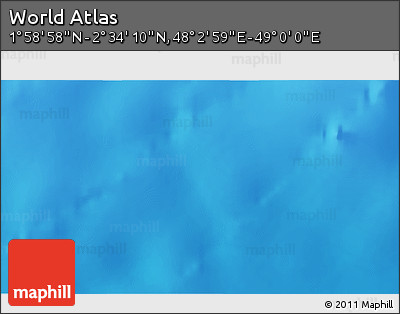 Shaded Relief 3D Map of the Area around 2° 16' 34" N, 48° 31' 29" E
