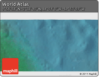 Satellite 3D Map of the Area around 2° 16' 34" N, 48° 22' 30" W