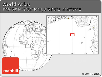 Blank Location Map of the Area around 2° 16' 34" N, 4° 19' 30" E