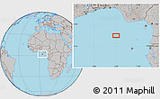 Gray Location Map of the area around 2° 16' 34" N, 4° 19' 30" E
