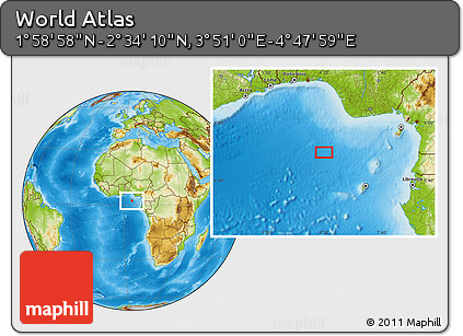 Physical Location Map of the Area around 2° 16' 34" N, 4° 19' 30" E