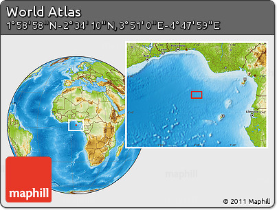Physical Location Map of the Area around 2° 16' 34" N, 4° 19' 30" E