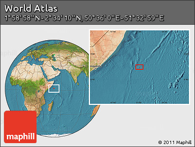 Satellite Location Map of the Area around 2° 16' 34" N, 51° 4' 30" E
