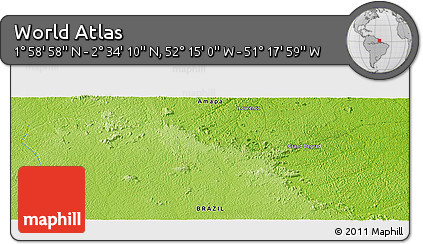 Physical Panoramic Map of the Area around 2° 16' 34" N, 51° 46' 29" W