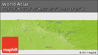 Physical Panoramic Map of the Area around 2° 16' 34" N, 51° 46' 29" W