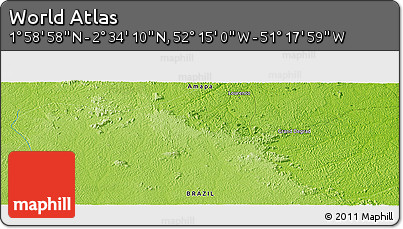Physical Panoramic Map of the Area around 2° 16' 34" N, 51° 46' 29" W