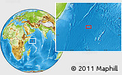 Physical Location Map of the area around 2° 16' 34" N, 53° 37' 30" E