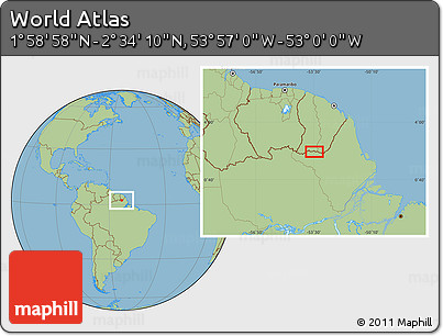 Savanna Style Location Map of the Area around 2° 16' 34" N, 53° 28' 30" W